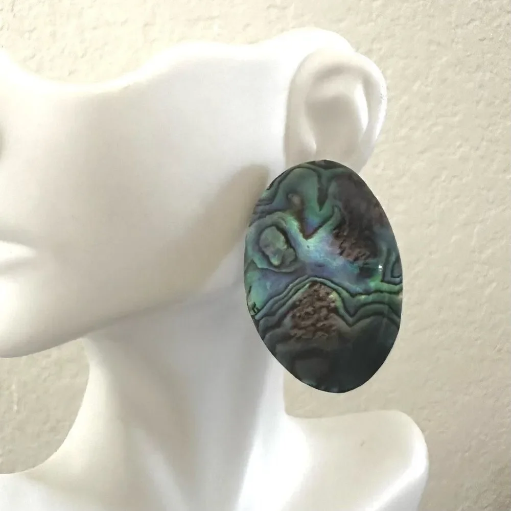 Oval abalone post earrings